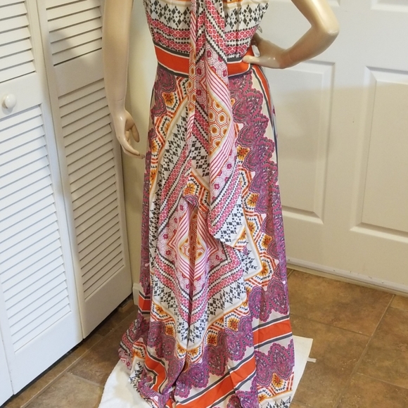 Eliza J Scarf Print Flowy Maxi Dress sz 2 Modcloth - Picture 6 of 9